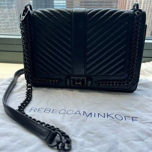Rebecca Minkoff Black Chevron Quilted Small Love Crossbody